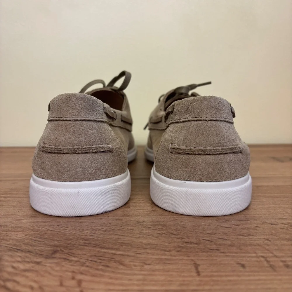 NORDSTROM RACK Kendrick Lace Up Boat Shoe Tan Shore Men Size 9 Suede Moc Toe